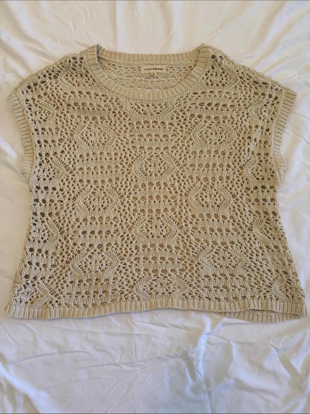 Lucky Brand Cream Crochet Knit Sleeveless Top - Picture 1 of 5